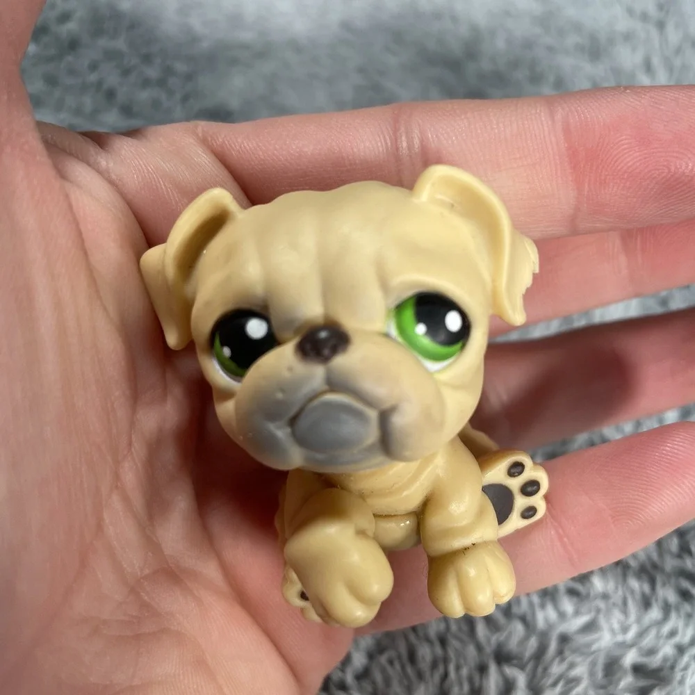 LPS Hasbro #107 Tan Bulldog Dog Green Eyes 2004 G1 Authentic Vintage Toy Figure